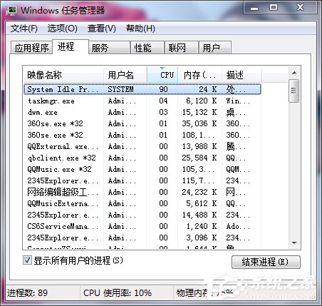 Win7打开任务管理器命令